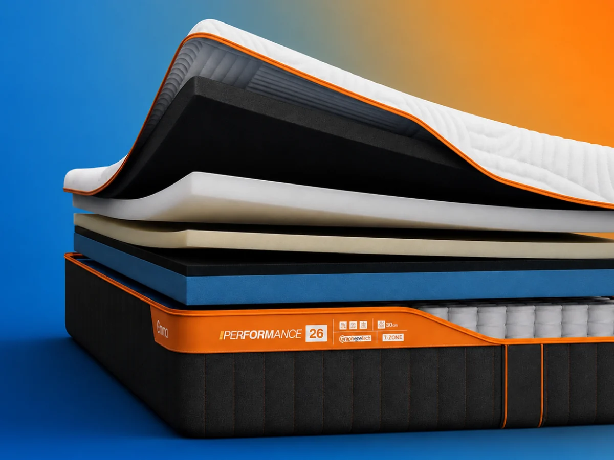 The layered construction of the Emma Performance 26 mattress